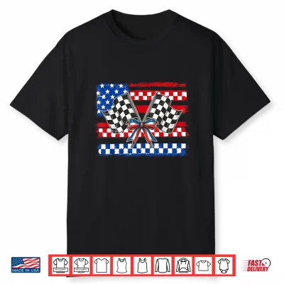 Patriotic Racing Flags Shirt Checkered Flag Usa Race Day Shirt