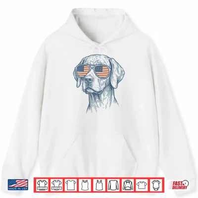Hoodie Patriotic Vizsla Dog Mom Dad 4th of July Vintage Men Women Shirt
