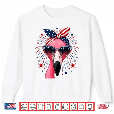 Sweatshirt Patriotic Flamingo 4th of July USA American Flag Animal Shirt