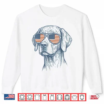 Sweatshirt Patriotic Vizsla Dog Mom Dad 4th of July Vintage Men Women Shirt