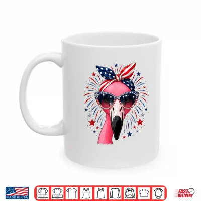Mug Patriotic Flamingo 4th of July USA American Flag Animal Shirt