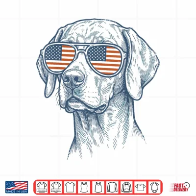 Design Patriotic Vizsla Dog Mom Dad 4th of July Vintage Men Women Shirt