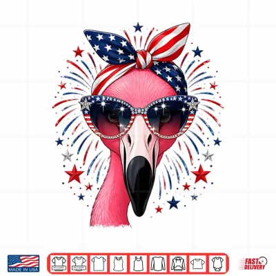 Design Patriotic Flamingo 4th of July USA American Flag Animal Shirt