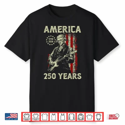Thomas Jefferson Playing Guitar America 250 Years Usa Flag Shirt