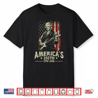 Thomas Jefferson Playing Guitar America’S 250Th Usa Flag Shirt