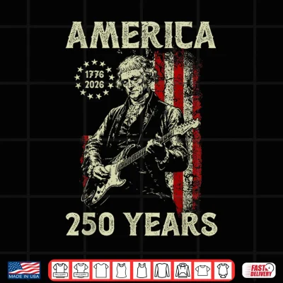 Design Thomas Jefferson Playing Guitar America 250 Years USA Flag Shirt
