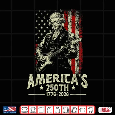 Design Thomas Jefferson Playing Guitar Americas 250th USA Flag Shirt