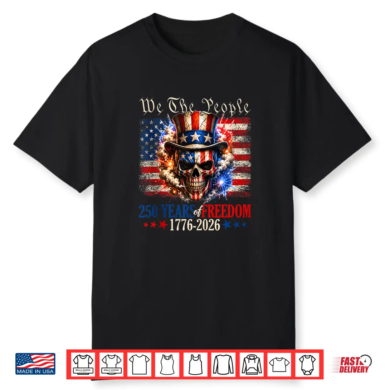 250 American Years Of Freedom 1776 2026 Us Flag Sugar Skull Shirt 250 American Years Of Freedom 1776 2026 Us Flag Sugar Skull Shirt