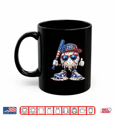 Mug 250 Years Boys Girls Cool Baseball Ice Cream Drip for 4th of Shirt