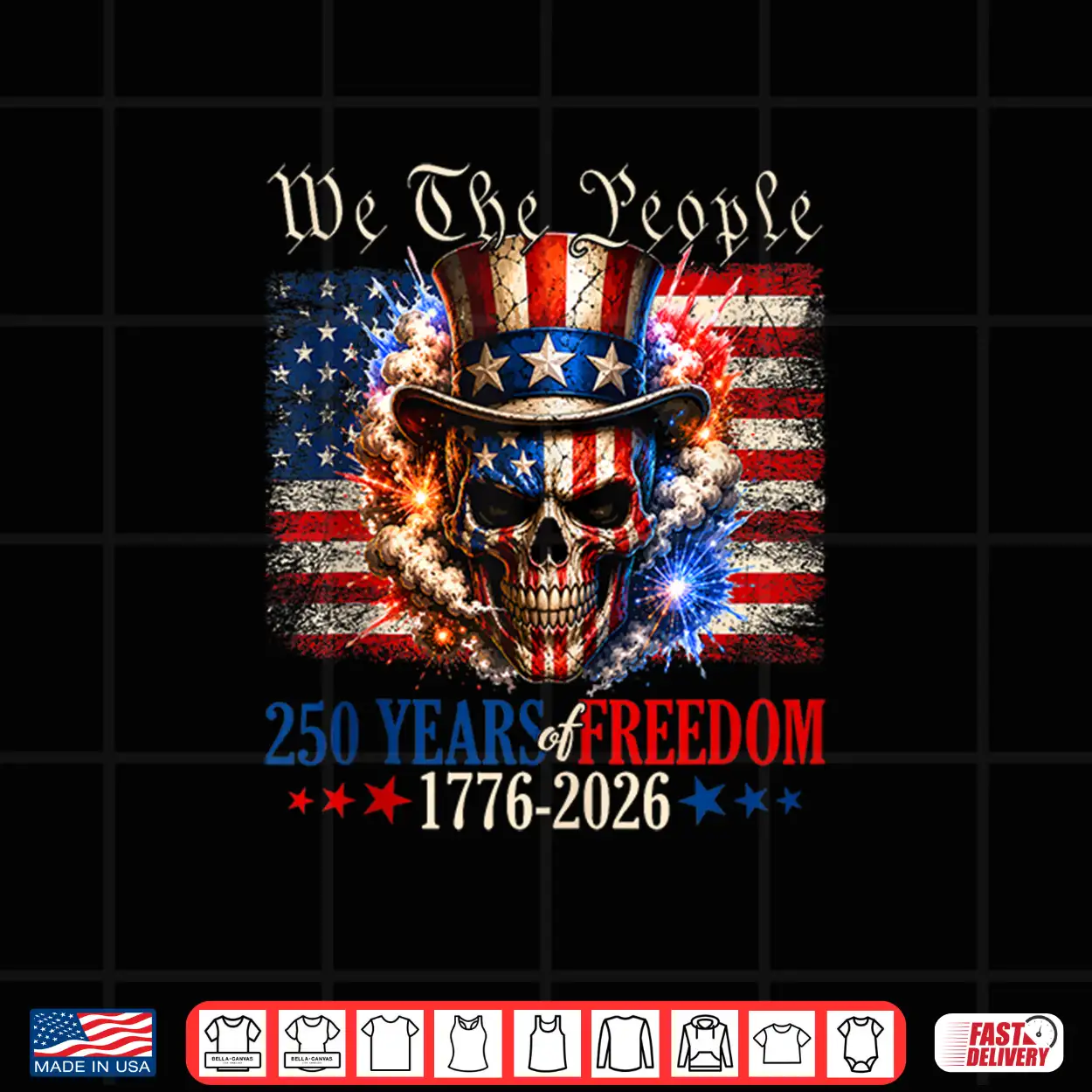 250 American Years Of Freedom 1776 2026 Us Flag Sugar Skull Shirt 250 American Years Of Freedom 1776 2026 Us Flag Sugar Skull Shirt