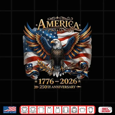 Design America 1776 2026 USA Flag 250th Anniversary 4th of July Shirt