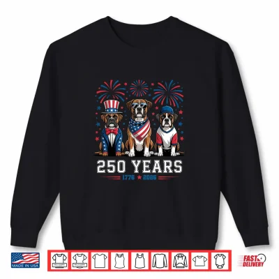 Sweatshirt Boxer Dog Lovers 250 Anniversary USA 250th 4th of July Premium Tri Blend Shirt