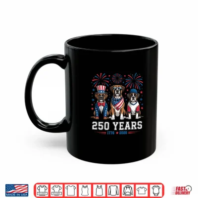 Mug Boxer Dog Lovers 250 Anniversary USA 250th 4th of July Premium Tri Blend Shirt