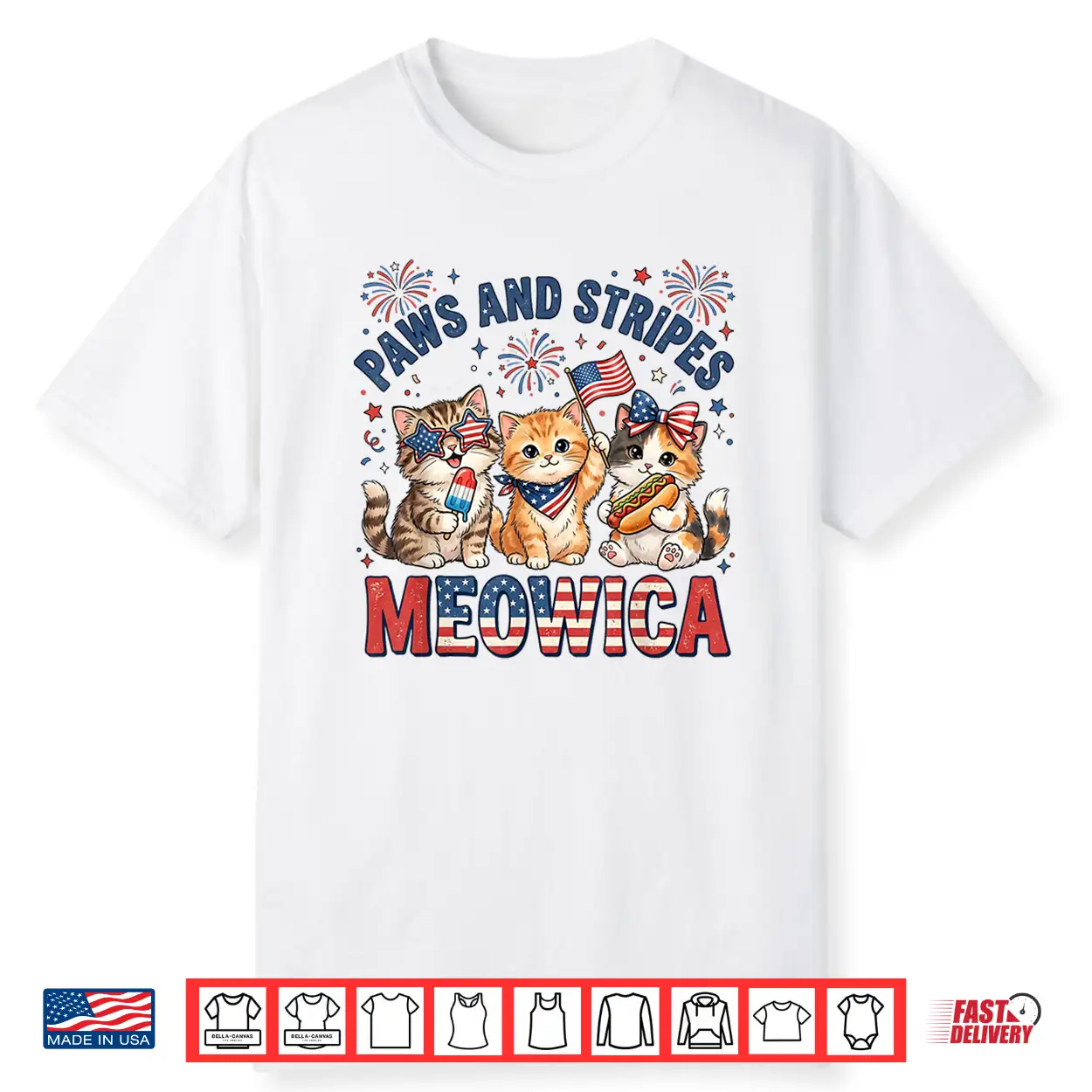 Paws And Stripes Meowica Patriotic Cat 4Th Of July Kitten Shirt Paws And Stripes Meowica Patriotic Cat 4Th Of July Kitten Shirt