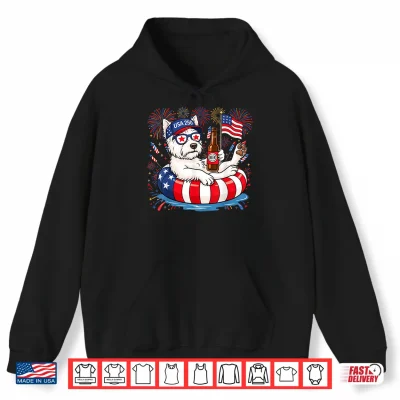 Hoodie Patriotic Westie Dog 4th of July USA 250 Years Dog Lover Shirt