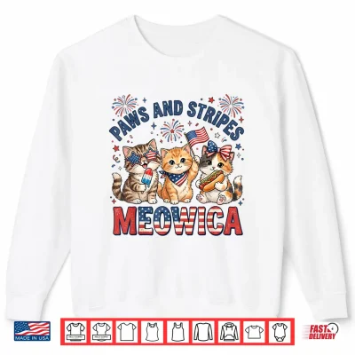 Paws And Stripes Meowica Patriotic Cat 4Th Of July Kitten Shirt 2 Sweatshirt Paws and Stripes Meowica Patriotic Cat 4th of July Kitten Shirt