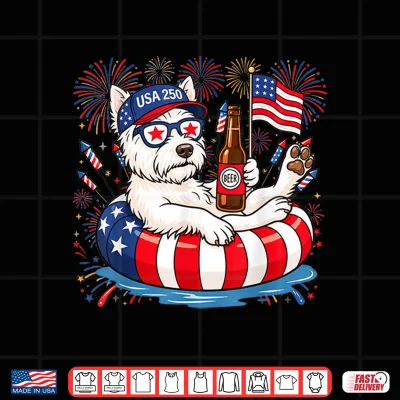 Design Patriotic Westie Dog 4th of July USA 250 Years Dog Lover Shirt