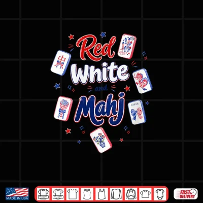 Design Red White and Mahj 4th of July Patriotic Mah Jong Player Shirt