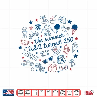 Design Retro The Summer USA Turned 250 America 250th Anniversary Shirt