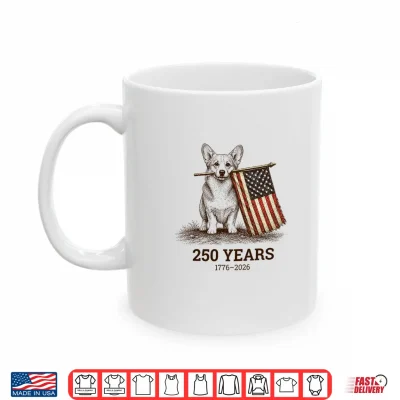 Vintage Corgi Patriotic Dog 250 Years 1776 2026 4Th Of July Premium Tri Blend Shirt 2 Mug Vintage Corgi Patriotic Dog 250 Years 1776 2026 4th of July Premium Tri Blend Shirt