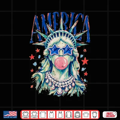 Vintage Statue Of Liberty Blowing Bubble America 4Th Of July Shirt 4 Design Vintage Statue of Liberty Blowing Bubble America 4th of July Shirt