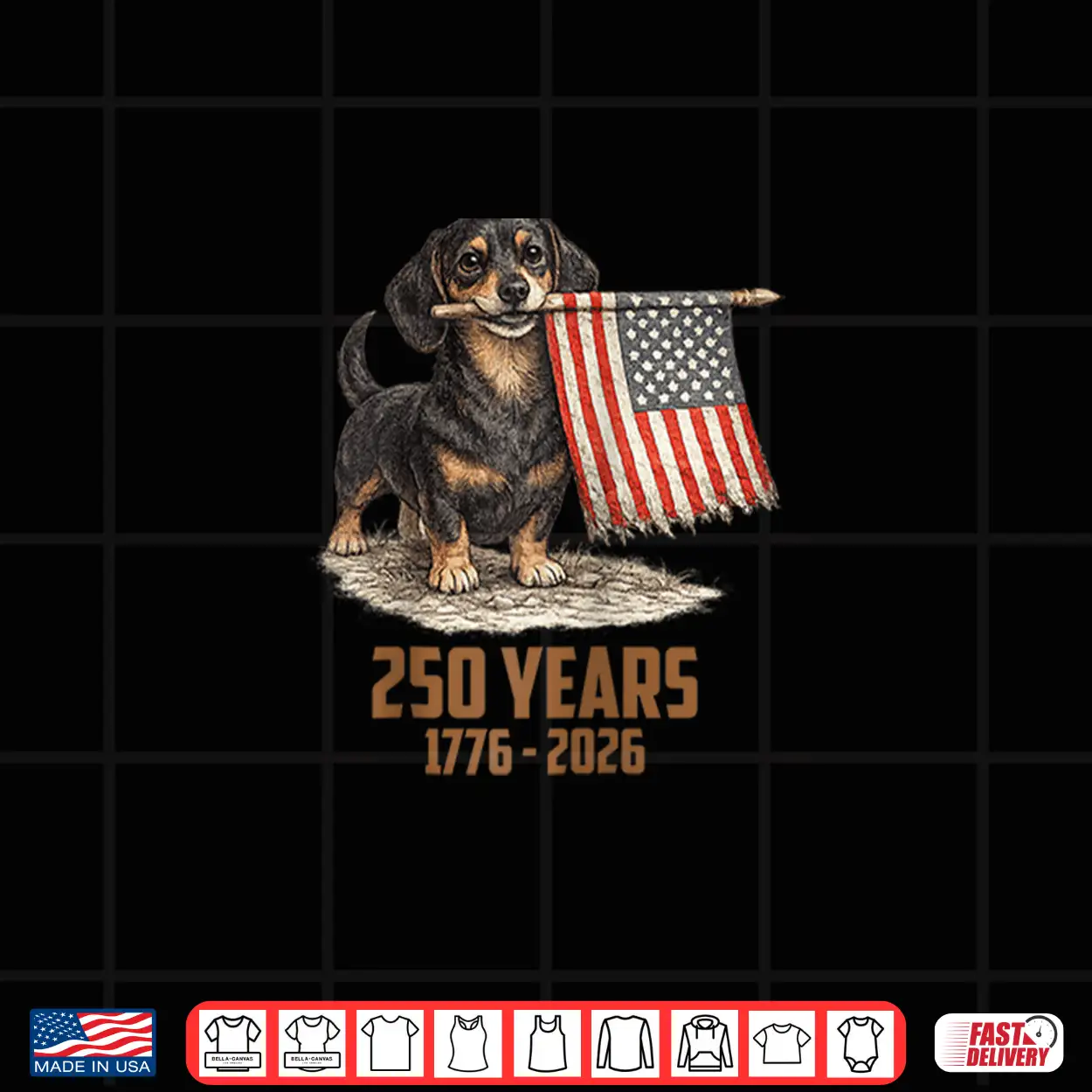 Vintage Daschund 4Th Of July Dog 250 Years 1776 2026 Shirt Vintage Daschund 4Th Of July Dog 250 Years 1776 2026 Shirt