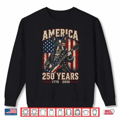 Sweatshirt 250 Years America Boston Terrier Dog Patriotic USA 4th July Shirt