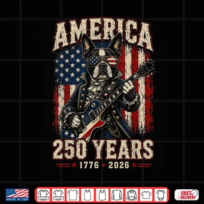 Design 250 Years America Boston Terrier Dog Patriotic USA 4th July Shirt
