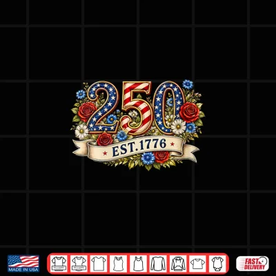 Design 250 Years Patriotic Floral USA America 1776 Vintage Flowers Shirt