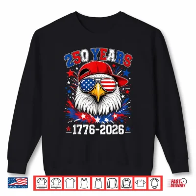 Sweatshirt 250th Anniversary USA Boys Kids Eagle 250 Years 4th of July Shirt