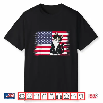 4Th Of July Patriotic Cat Lover American Usa Flag Shirt