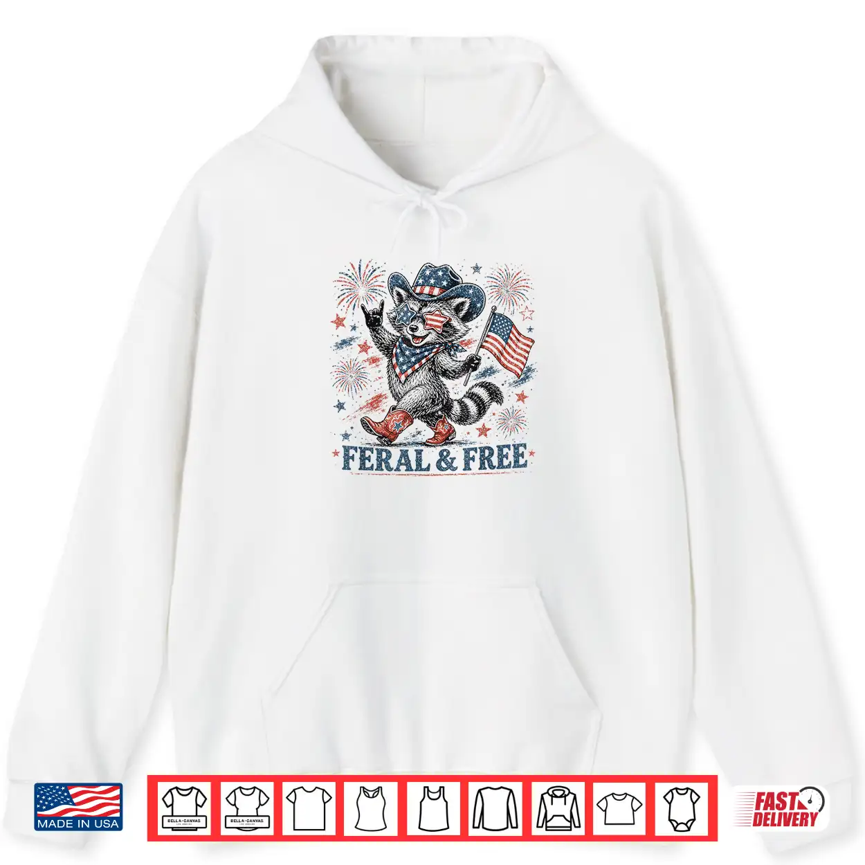 4Th Of July Feral And Free Patriotic Raccoon Cowboy Shirt 4Th Of July Feral And Free Patriotic Raccoon Cowboy Shirt