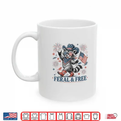 4Th Of July Feral And Free Patriotic Raccoon Cowboy Shirt 3 Mug 4th of July Feral and Free Patriotic Raccoon Cowboy Shirt