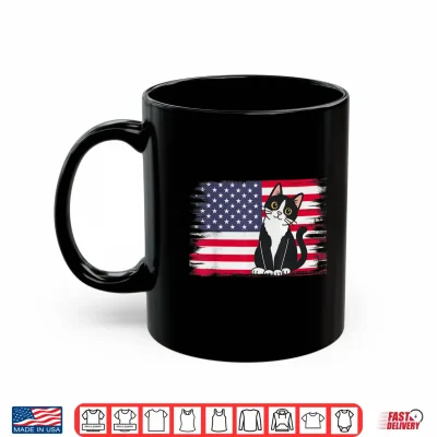 Mug 4th of July Patriotic Cat Lover American USA Flag Shirt