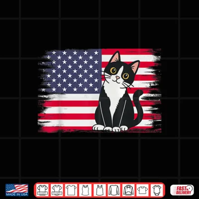 Design 4th of July Patriotic Cat Lover American USA Flag Shirt