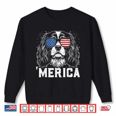 Sweatshirt Cavalier King Charles Merica 4th of July USA Dog Lover Shirt