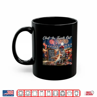 Mug Chill The Fourth Out Funny Fish Ice Coffee 4th of July Shirt