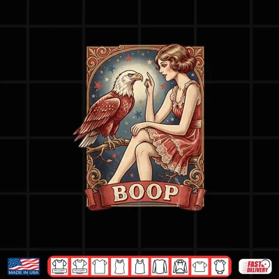 Design Boop Vintage Girl and Eagle Funny 4th of July Patriotic Shirt