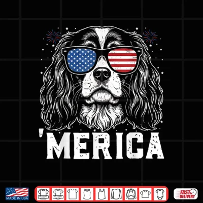 Design Cavalier King Charles Merica 4th of July USA Dog Lover Shirt