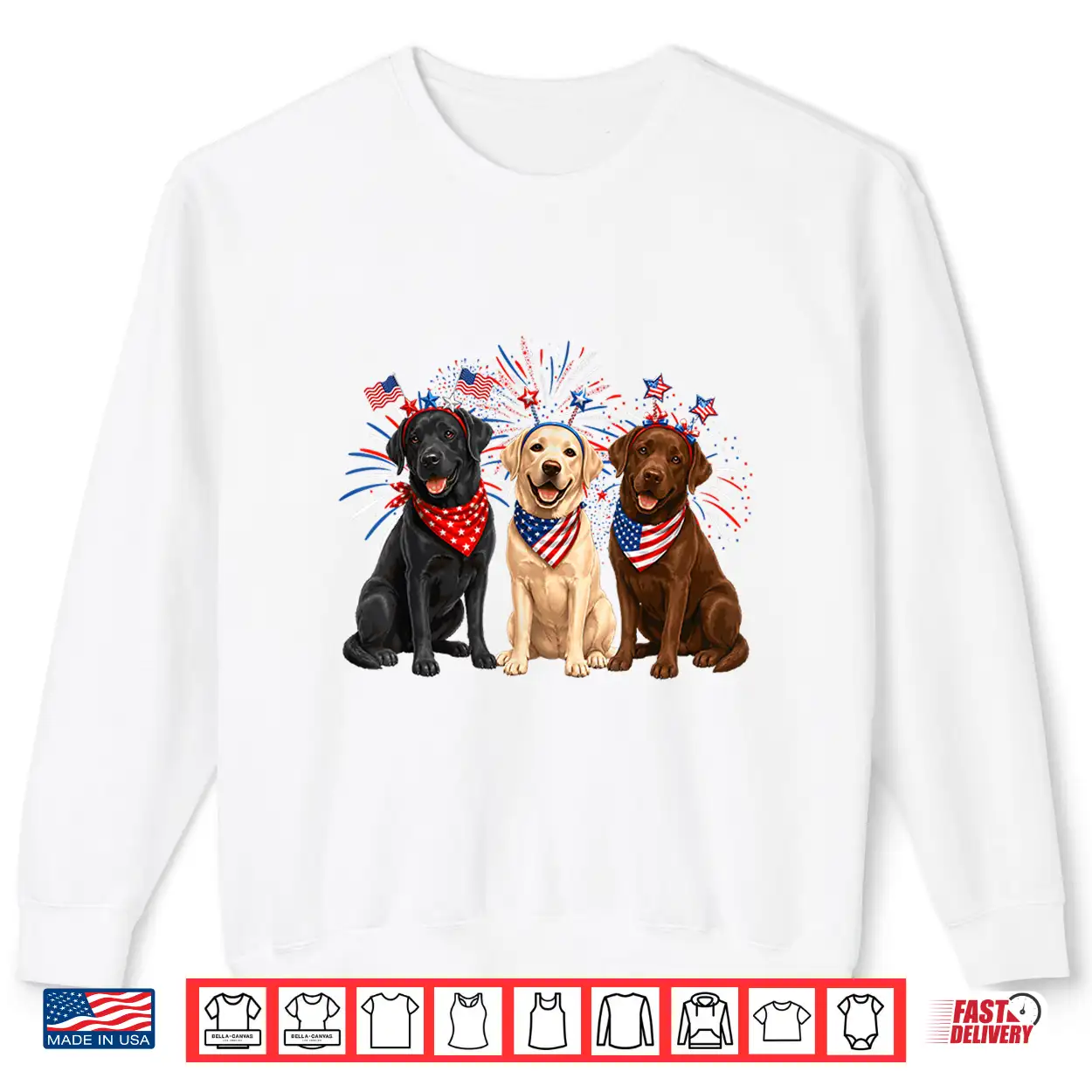 Cute Three Labrador Dogs American Flag 4Th Of July Patriotic Shirt Cute Three Labrador Dogs American Flag 4Th Of July Patriotic Shirt