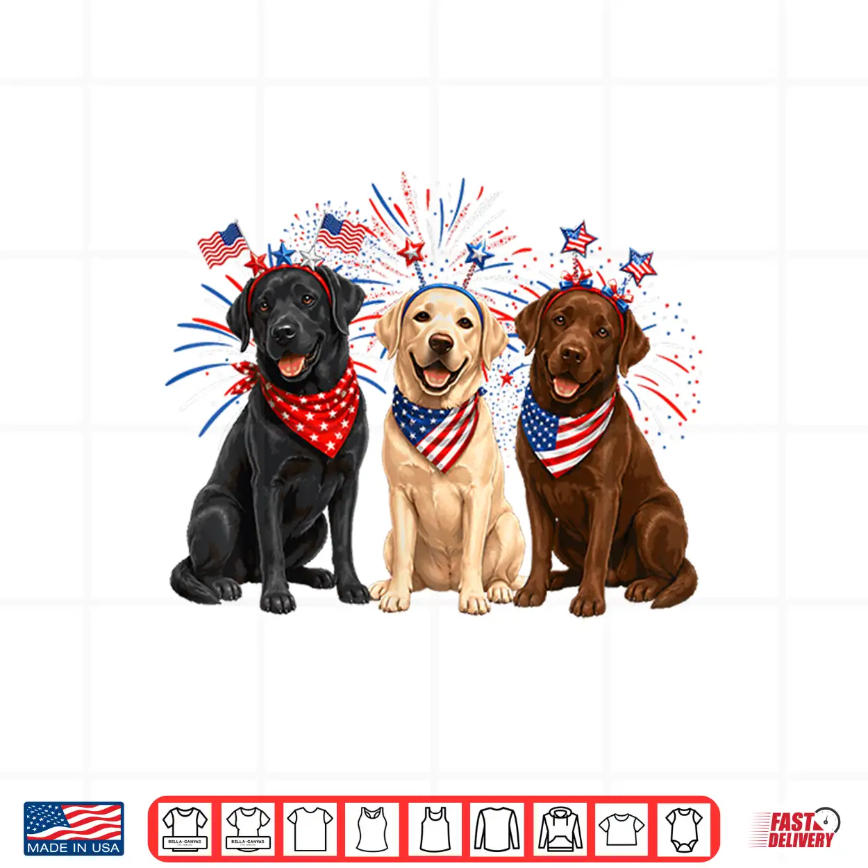Cute Three Labrador Dogs American Flag 4Th Of July Patriotic Shirt Cute Three Labrador Dogs American Flag 4Th Of July Patriotic Shirt