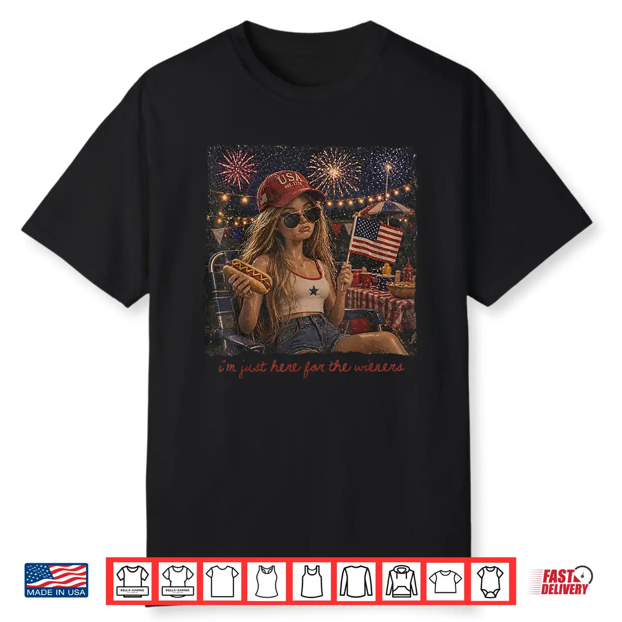 Just Here For The Wieners 4Th Of July 250 Years Amrican Girl Shirt Just Here For The Wieners 4Th Of July 250 Years Amrican Girl Shirt