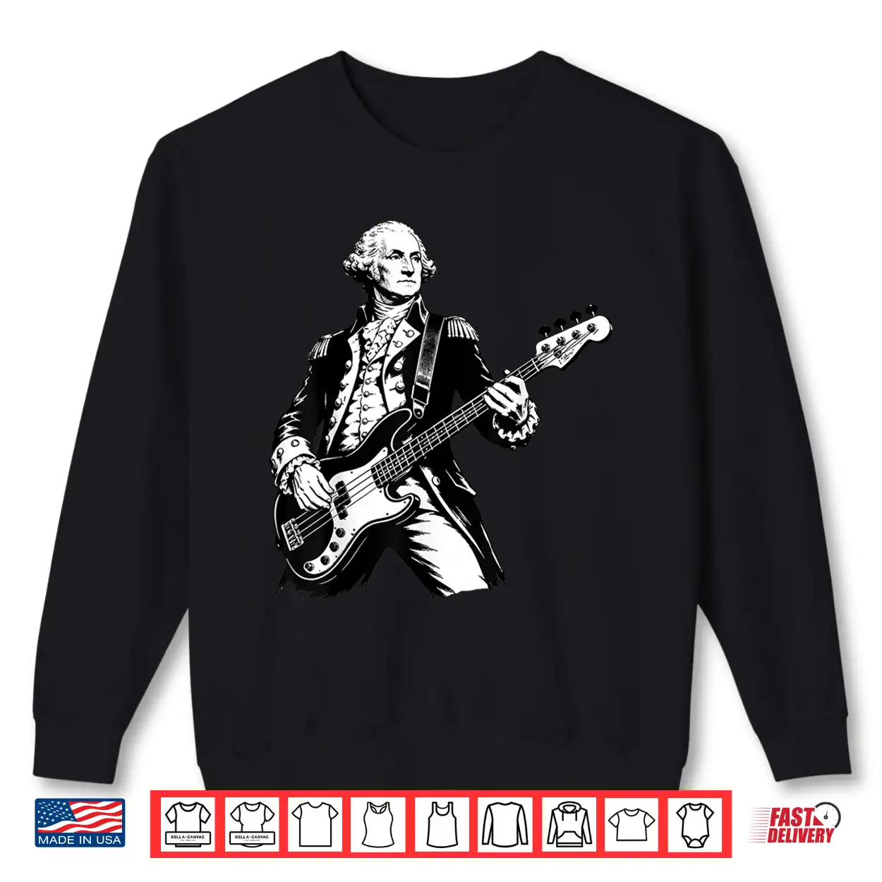 George Washington Playing Bass Guitar 250 Years 4Th Of July Shirt George Washington Playing Bass Guitar 250 Years 4Th Of July Shirt