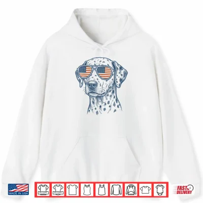 Hoodie Patriotic Dalmatian Dog Mom Dad 4th of July Vintage Shirt