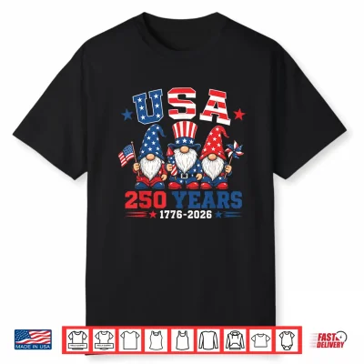 Patriotic Gnomes 250 Years 4Th Of July Usa American Flag Shirt