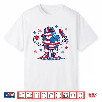 Patriotic Soccer 4Th Of July American Flag Usa Boys Kids Shirt
