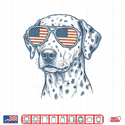 Design Patriotic Dalmatian Dog Mom Dad 4th of July Vintage Shirt