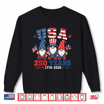 Sweatshirt Patriotic Gnomes 250 Years 4th of July USA American Flag Shirt