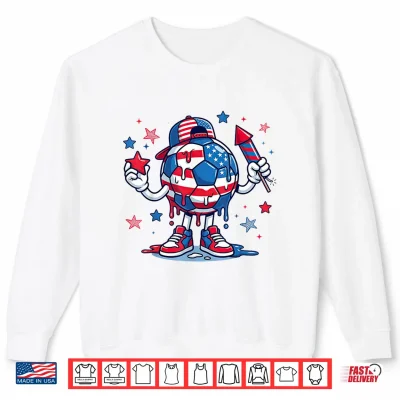 Sweatshirt Patriotic Soccer 4th of July American Flag USA Boys Kids Shirt