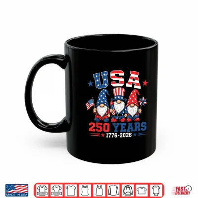 Mug Patriotic Gnomes 250 Years 4th of July USA American Flag Shirt